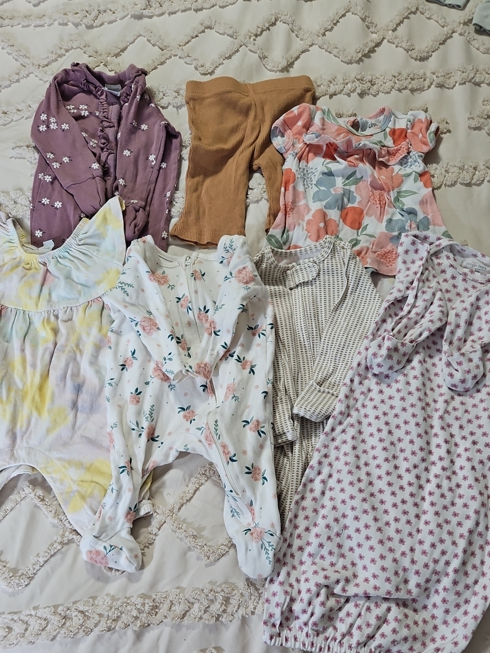 7 Pack Baby Girls Multi Floral & Solid Outfit Bundle